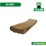 COD: BPK30 - BOLSA DE PAPEL COLOR CAFÉ KRAFT N. 30 - PAQ. CON 100 PZAS