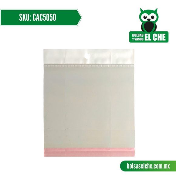 COD: CAC5050 - CELOFAN CON ADHESIVO Y CENEFA 5 CM X 5 CM PAQ. 100 PIEZAS