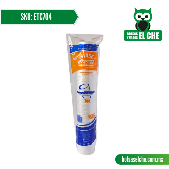 COD: ETC704 - ENVASE TERMICO No. 704 - CONVERMEX - PAQUETE: 25 PZAS