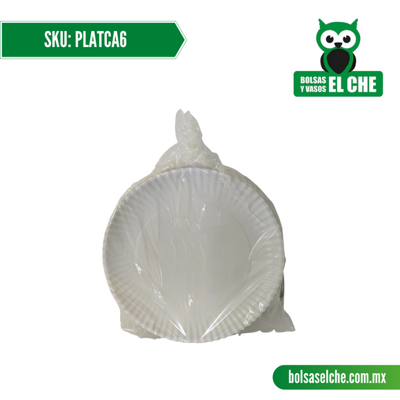 COD: PLATCA6 - PLATO DE CARTON No. 6 - DIAMETRO: 29CM - PAQ. CON 50 PZAS